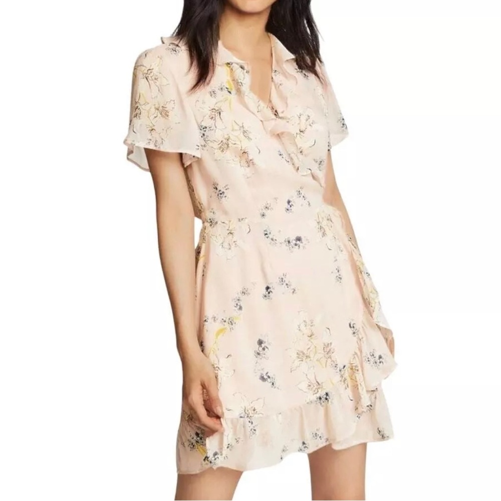 Paige Cardamom Pink Floral Ruffle Wrap Dress - Size XS